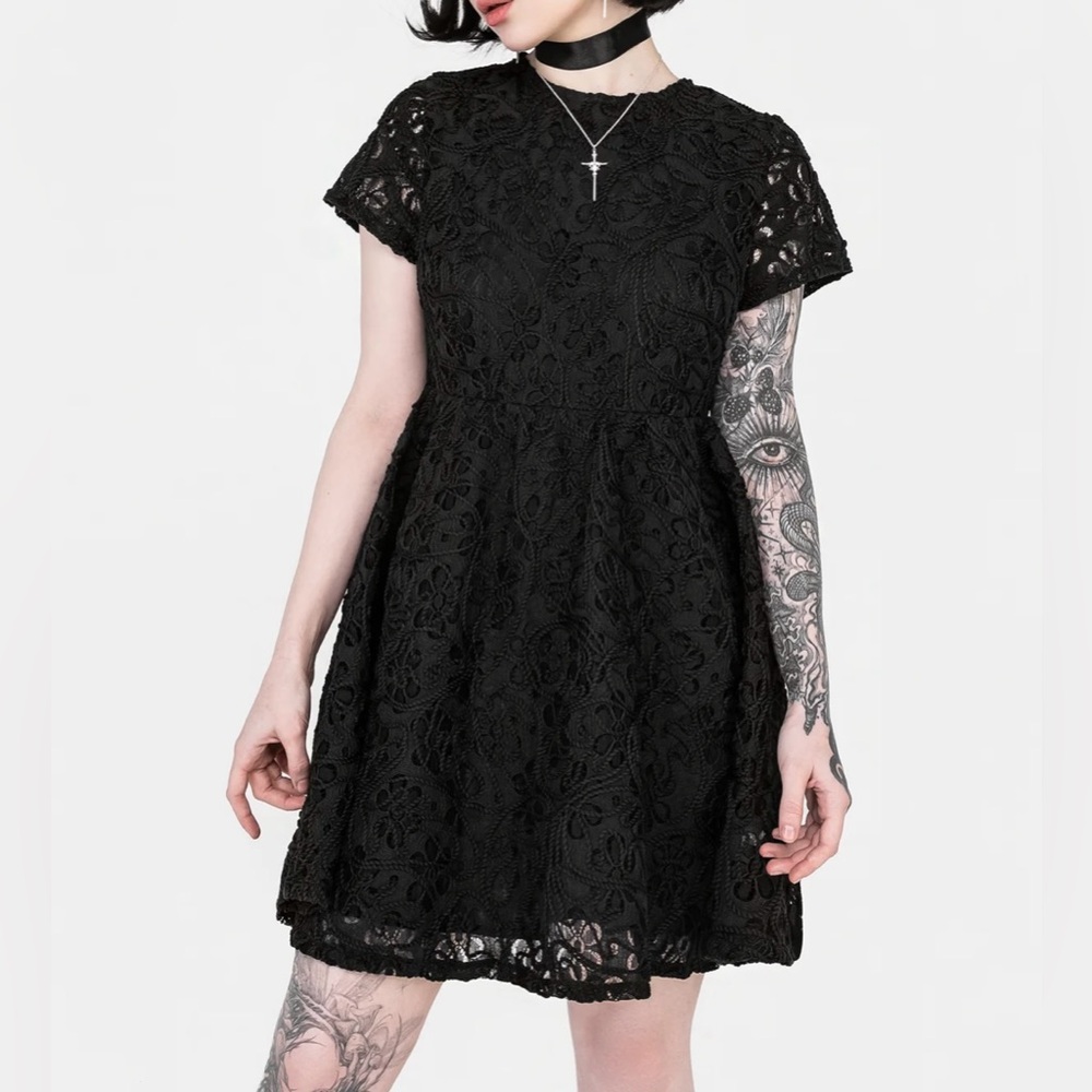 Disturbia Embroidered Lace Black Mini Dress Women’s Size 2